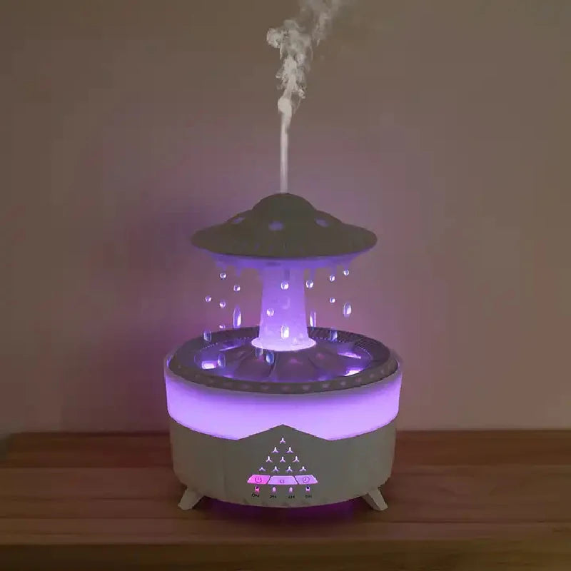 Rain Drop Air Humidifier & Essential Oil Diffuser - 350ml - 7 Colors LED Lamp
