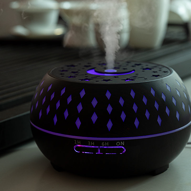 Wood Grain Light Speed Ball Humidifier - Mini USB Aromatherapy Air Night Light