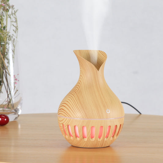 Wood Grain Hollow Humidifier - USB Charging Air Purifier for Fresh Indoor Air
