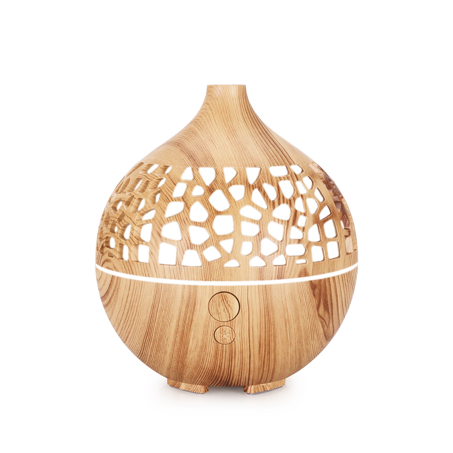 5V Hollow Wood Grain Humidifier - 180ml USB Desktop Aroma Diffuser
