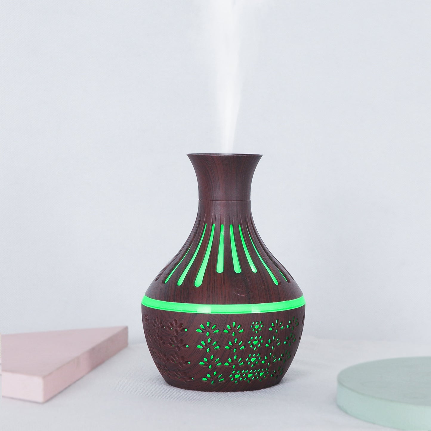 Round Mouth Vase Hollow Cotton Swab Humidifier - 5V Touch Control, 300ml