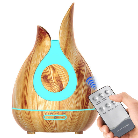 Petal Wood Grain Humidifier 400Ml - Hollow Design Aroma Diffuser
