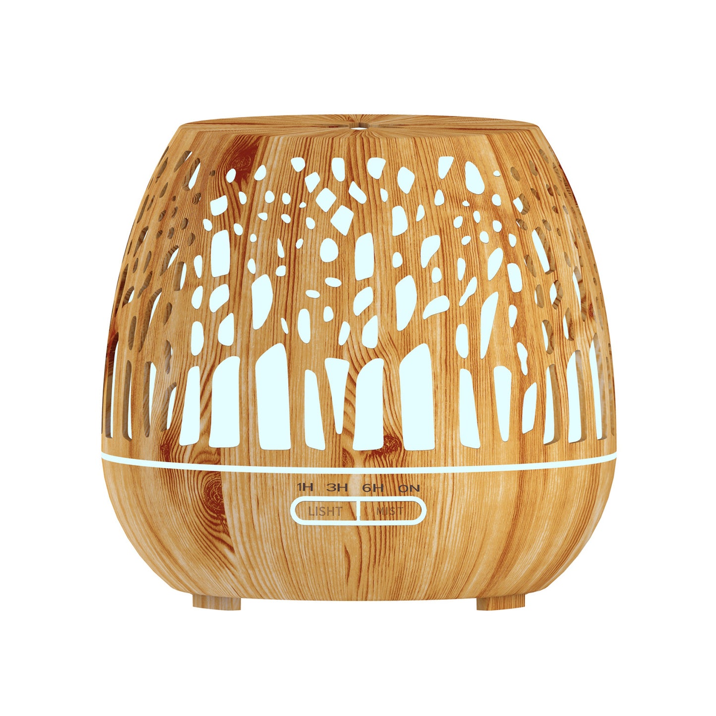 400ml New Forest Creative Wood Grain Hollow Aroma Diffuser - Air Purifying Humidifier