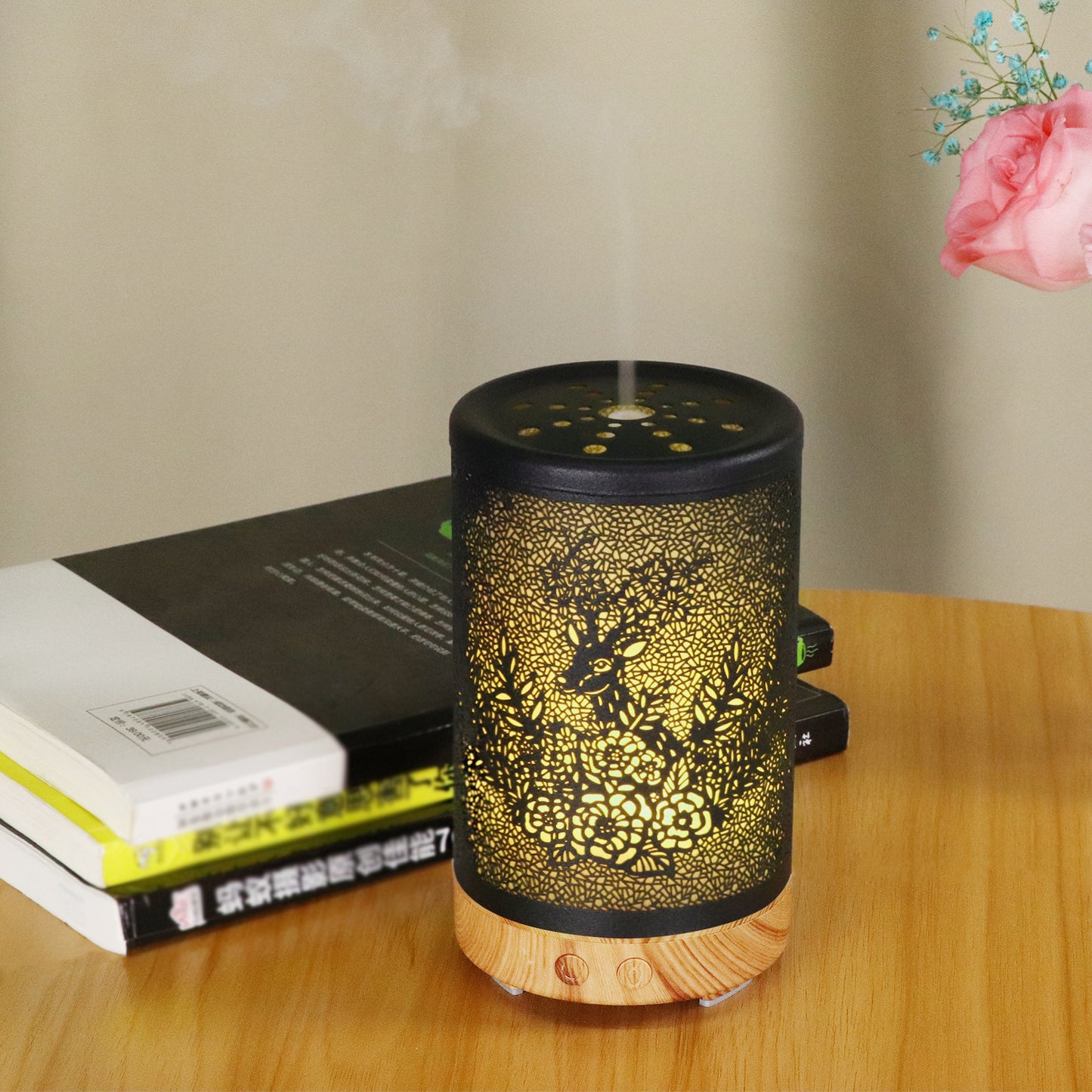 Goat Hardware Iron Aroma Diffuser Spray 100ml with Colorful Lights - Sika Deer Design for Office and Home