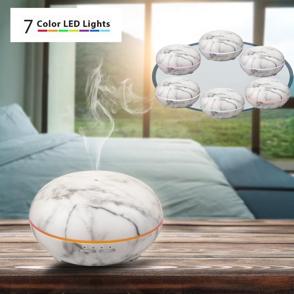 Ultrasonic Air Humidifier with Marble Grain LED Light - Aromatherapy Enhancer