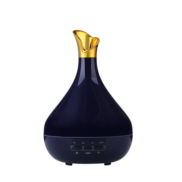 Blue and White Porcelain Essential Oil Diffuser – 300ml Aroma Humidifier with 7-Color LED Light
