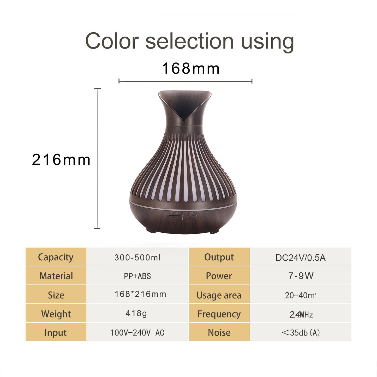 Aroma Diffuser 500ml Wood Grain Humidifier - Large Petal Aroma Diffuser