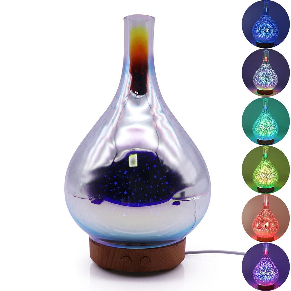 3D Fireworks LED Night Light and Aroma Essential Oil Diffuser