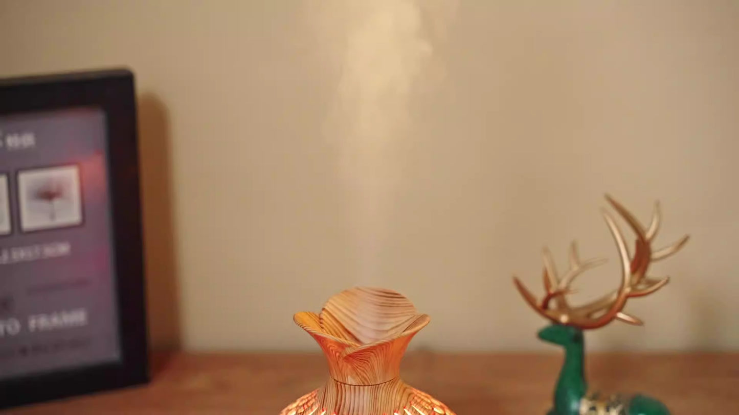 Flower Humidifiers Wooden USB Rechargeable - Portable Essential Oil Diffuser