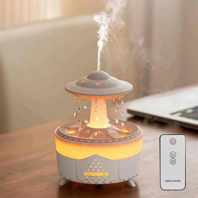 Rain Drop Air Humidifier & Essential Oil Diffuser - 350ml - 7 Colors LED Lamp