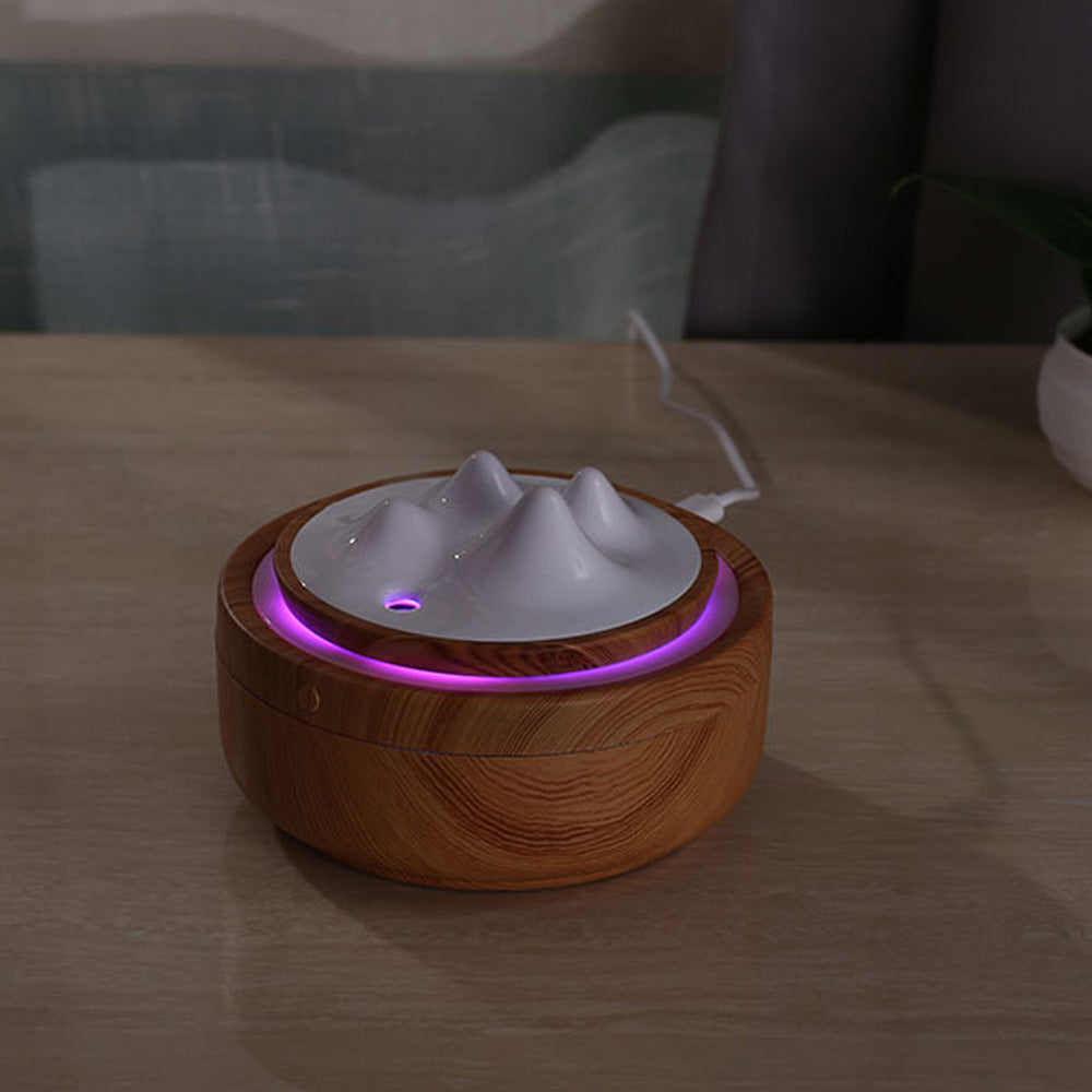 New Creative Wood Grain Mountain View Humidifier - Mini USB Aromatherapy Air Night Light
