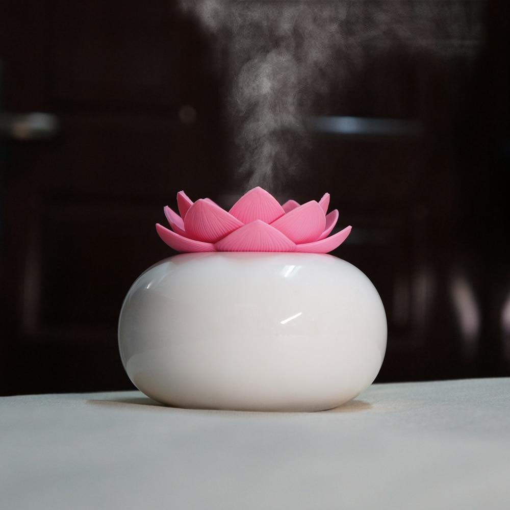 200ML Ceramic Ultrasonic Aroma Humidifier - Lotus Design Air Diffuser for Pure Fresh Air