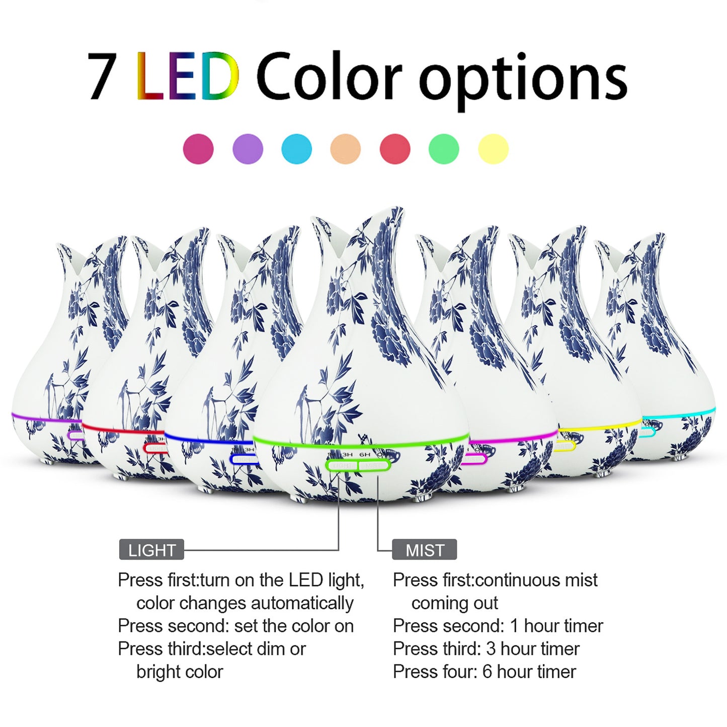 Aromatherapy Mini Humidifier - Blue and White Porcelain Pattern Ultrasonic Machine