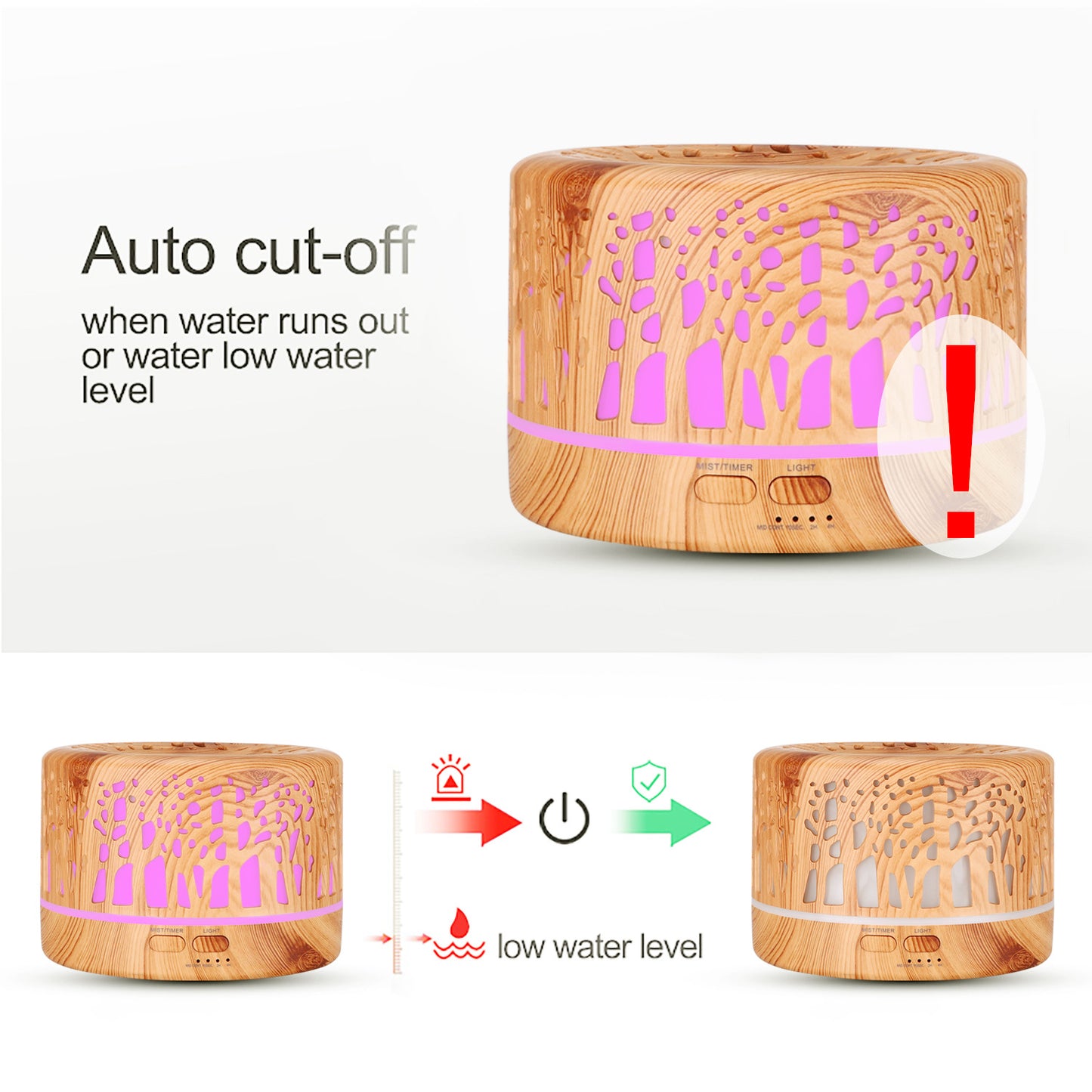 New Carved Aromatherapy Machine Hollow Aromatherapy Humidifier 500ml Wood Grain Ultrasonic Atomization
