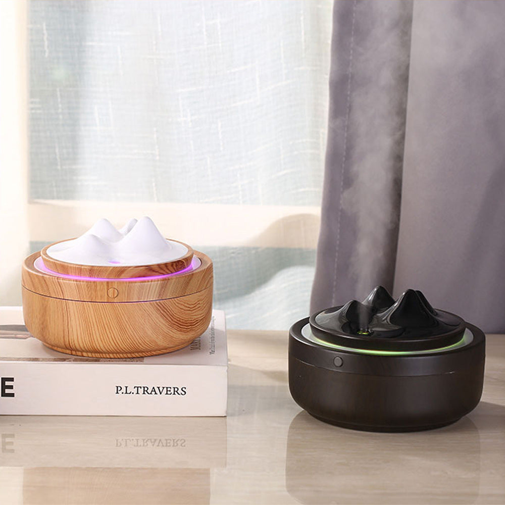 New Creative Wood Grain Mountain View Humidifier - Mini USB Aromatherapy Air Night Light