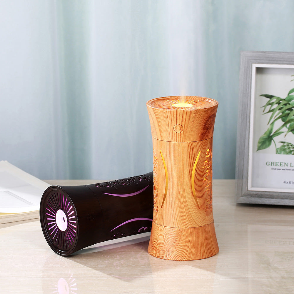 Wood Grain Hollow Humidifier - Mini USB Aromatherapy Air Cleaner