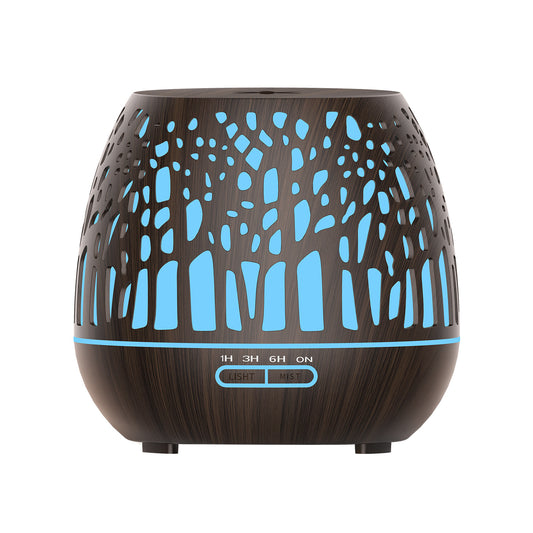 400ml New Forest Creative Wood Grain Hollow Aroma Diffuser - Air Purifying Humidifier