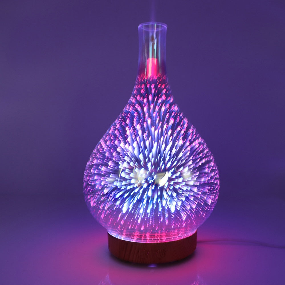 3D Fireworks LED Night Light and Aroma Essential Oil Diffuser