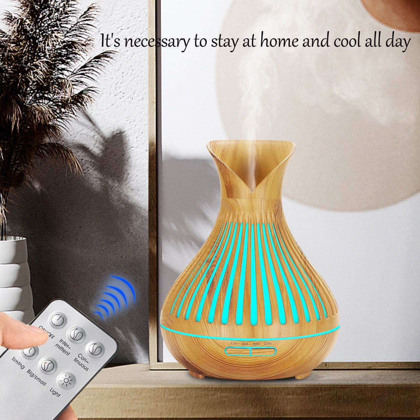 Aroma Diffuser 500ml Wood Grain Humidifier - Large Petal Aroma Diffuser