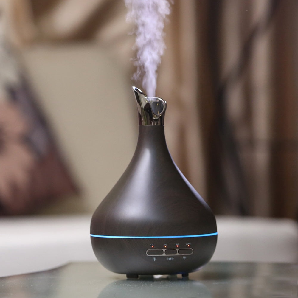 Blue and White Porcelain Essential Oil Diffuser – 300ml Aroma Humidifier with 7-Color LED Light