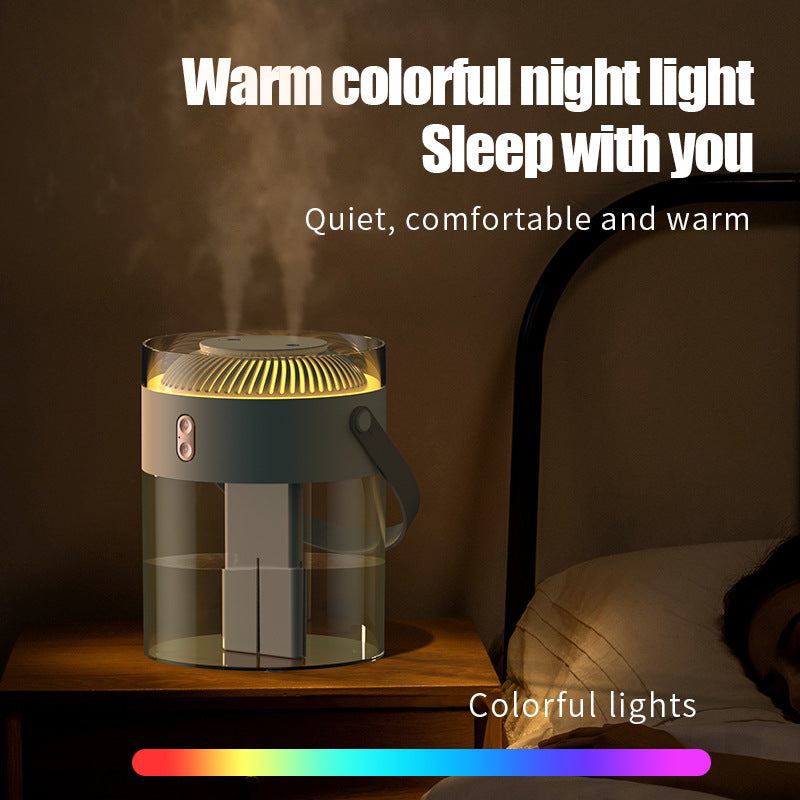 2.6L Large Capacity Humidifier - Dual-Jet Ultrasonic Air Hydration with Colorful Atmosphere Lamp