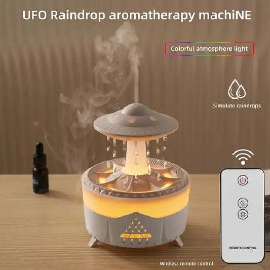 Rain Drop Air Humidifier & Essential Oil Diffuser - 350ml - 7 Colors LED Lamp