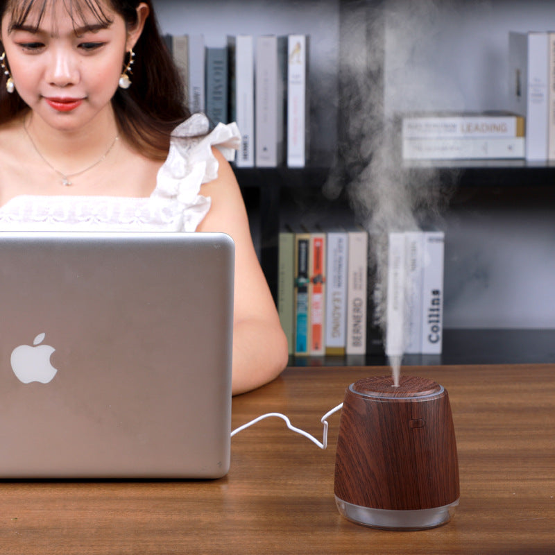 Simple Design Wood Grain L8 Humidifier - Mini USB Aromatherapy Air Night Light