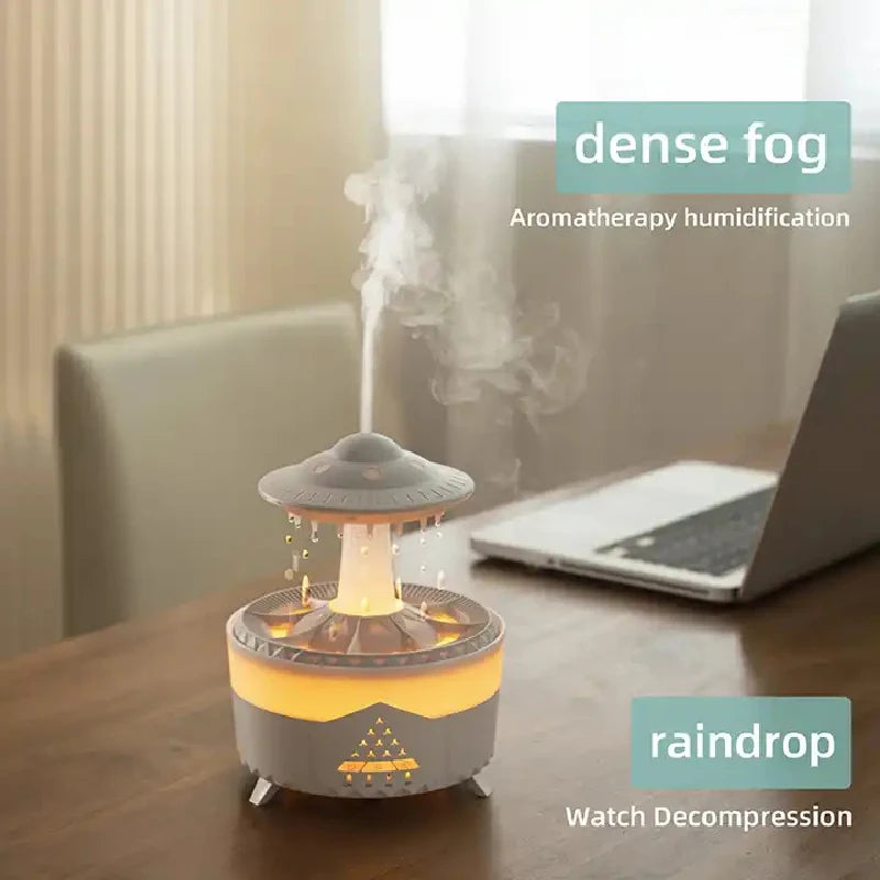 Rain Drop Air Humidifier & Essential Oil Diffuser - 350ml - 7 Colors LED Lamp