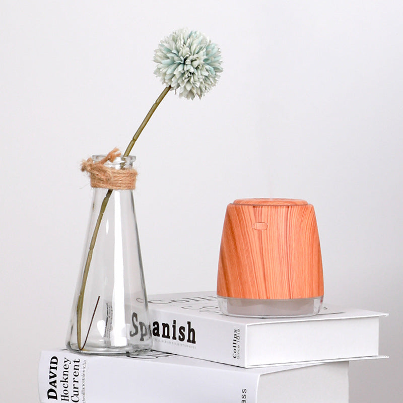 Simple Design Wood Grain L8 Humidifier - Mini USB Aromatherapy Air Night Light