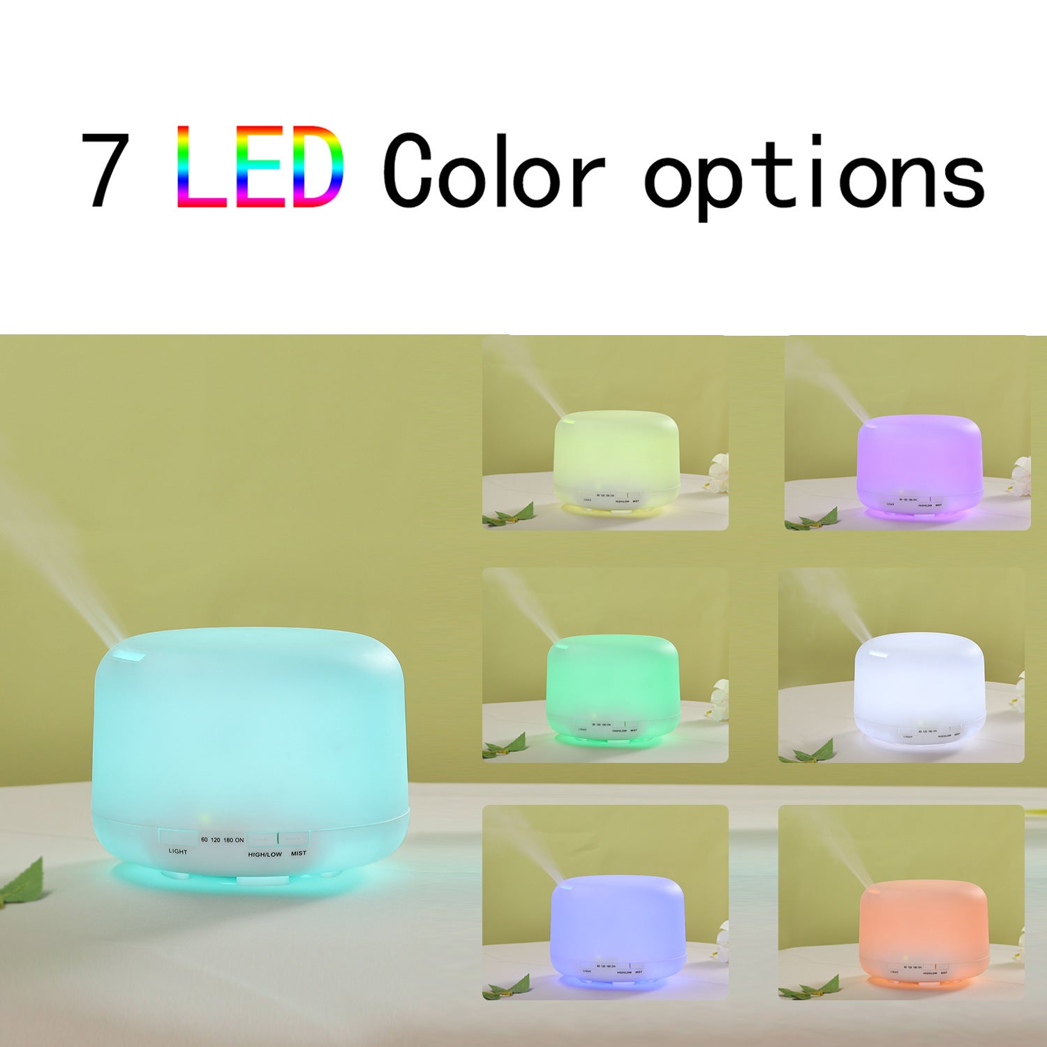 Unprinted Ultrasonic Humidifier 500ML – Air Purifier & Aromatherapy Device