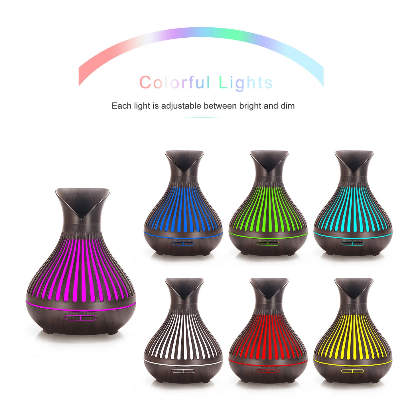 Aroma Diffuser 500ml Wood Grain Humidifier - Large Petal Aroma Diffuser