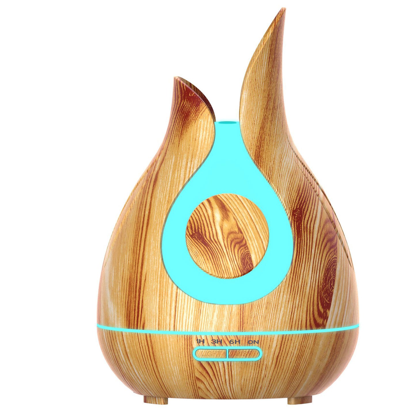 Petal Wood Grain Humidifier 400Ml - Hollow Design Aroma Diffuser