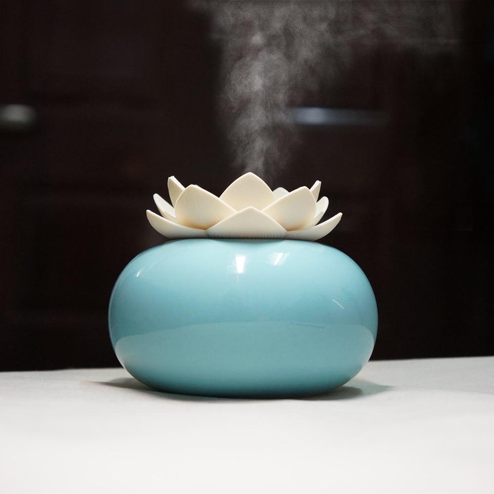 200ML Ceramic Ultrasonic Aroma Humidifier - Lotus Design Air Diffuser for Pure Fresh Air