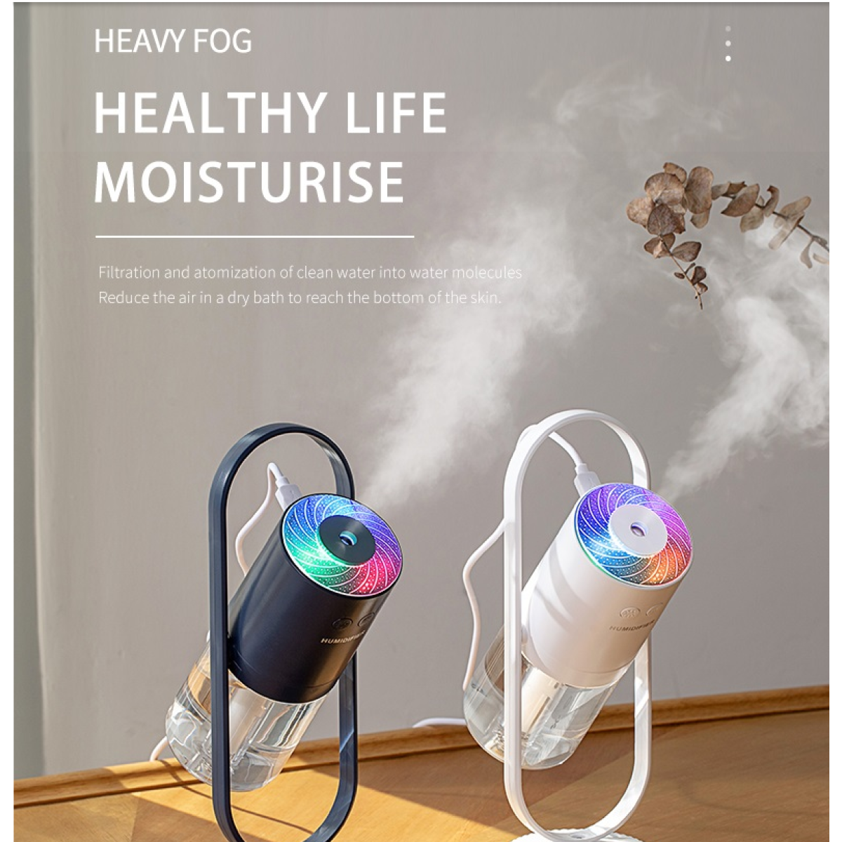 Negative Ion Magic Shadow Humidifier - Small Atomizer Household Rotary USB Humidifier