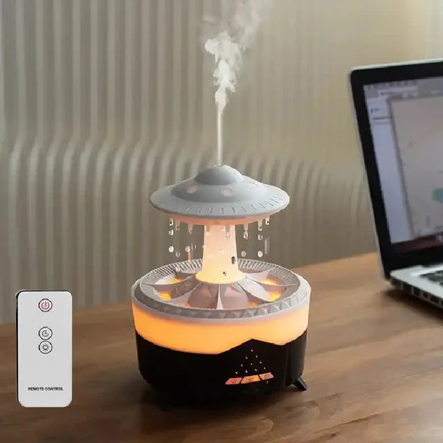 Rain Drop Air Humidifier & Essential Oil Diffuser - 350ml - 7 Colors LED Lamp