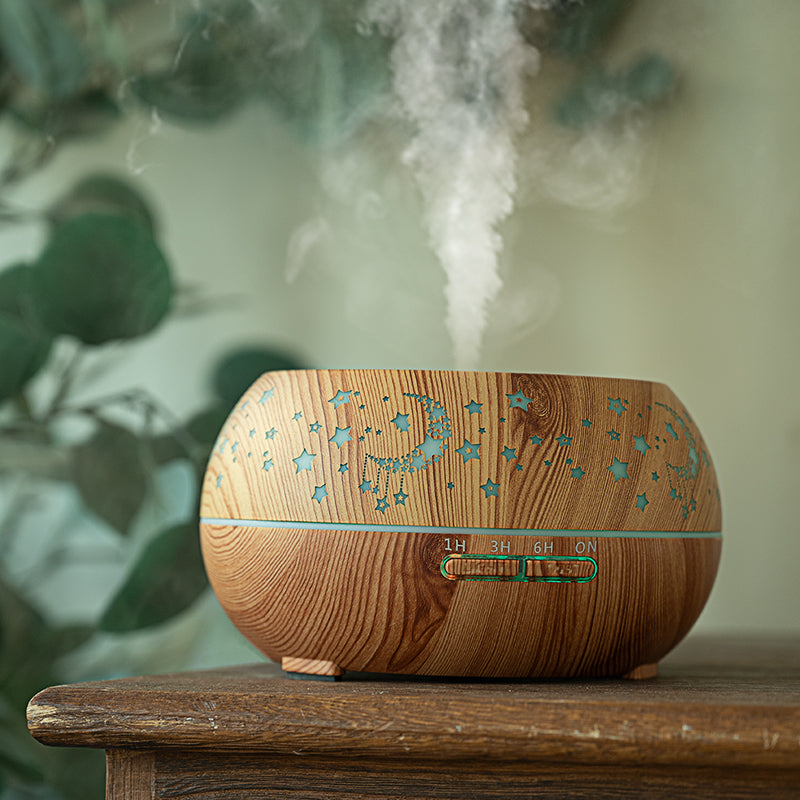 Wood Grain Light Speed Ball Humidifier - Mini USB Aromatherapy Air Night Light
