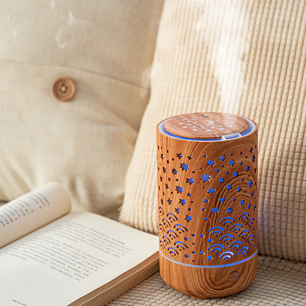 Wood Grain Starry Sky Aroma Diffuser - Ultrasonic Essential Oil Humidifier
