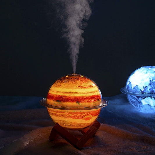330ml Cute Moon Planet Shape Humidifier with Colorful LED Lamp | Ultrasonic Water Spray USB Air Humidifier