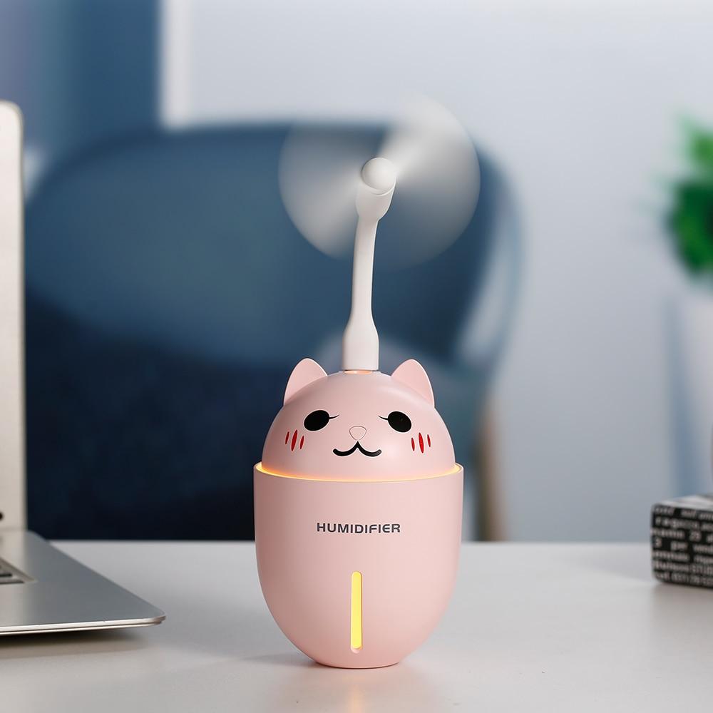 Ultrasonic Air Humidifier with LED Light, USB Fan & Aroma Diffuser