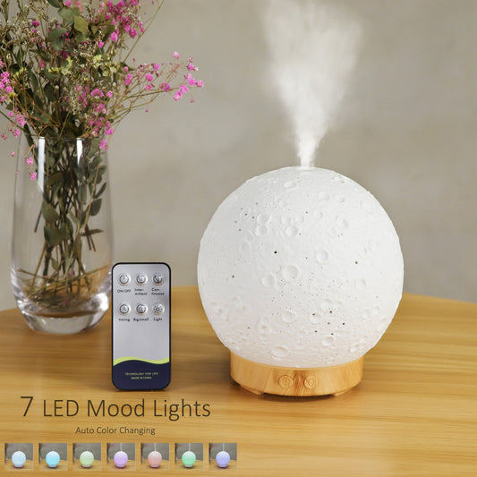 Round Moon Ceramic Aroma Diffuser Humidifier - Desktop Ultrasonic Aroma Diffuser