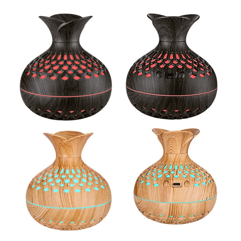 Flower Humidifiers Wooden USB Rechargeable - Portable Essential Oil Diffuser