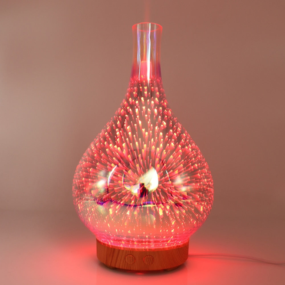 3D Fireworks LED Night Light and Aroma Essential Oil Diffuser