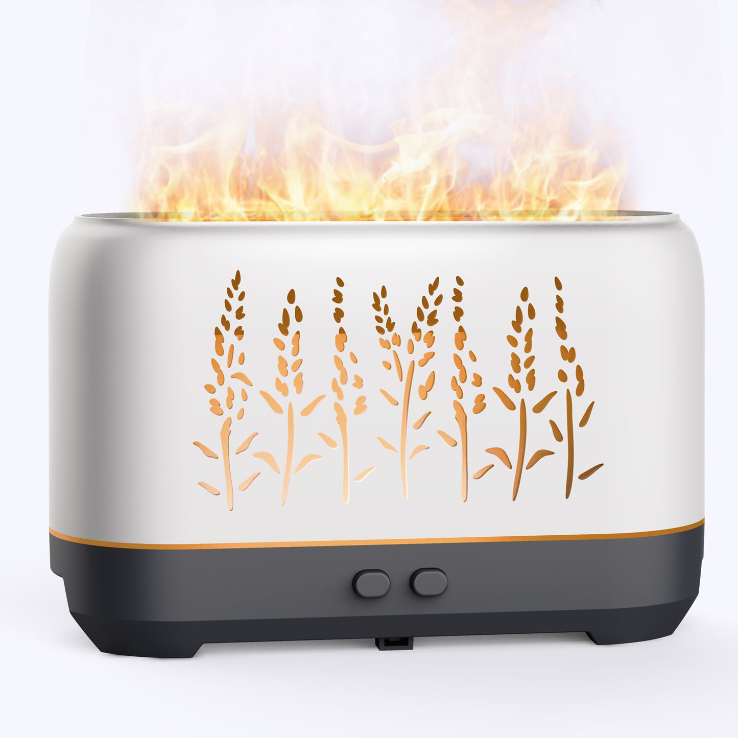 200ml Wood Grain Aroma Diffuser - Hollow Heartbeat Flame Humidifier