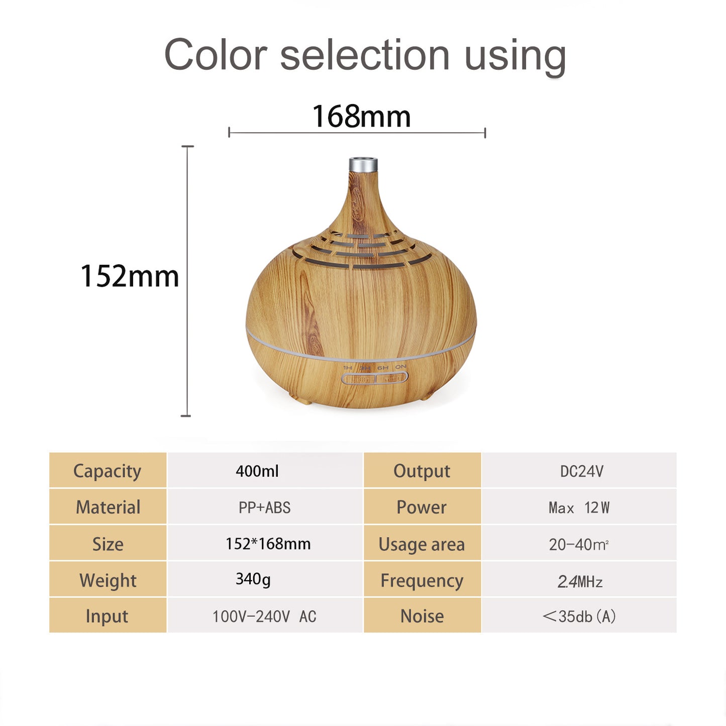 400ml Wood Grain Aroma Diffuser Humidifier - Portable Home Purifier