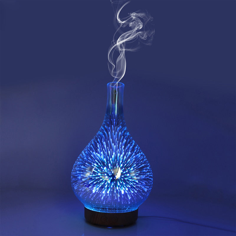 3D Fireworks LED Night Light and Aroma Essential Oil Diffuser