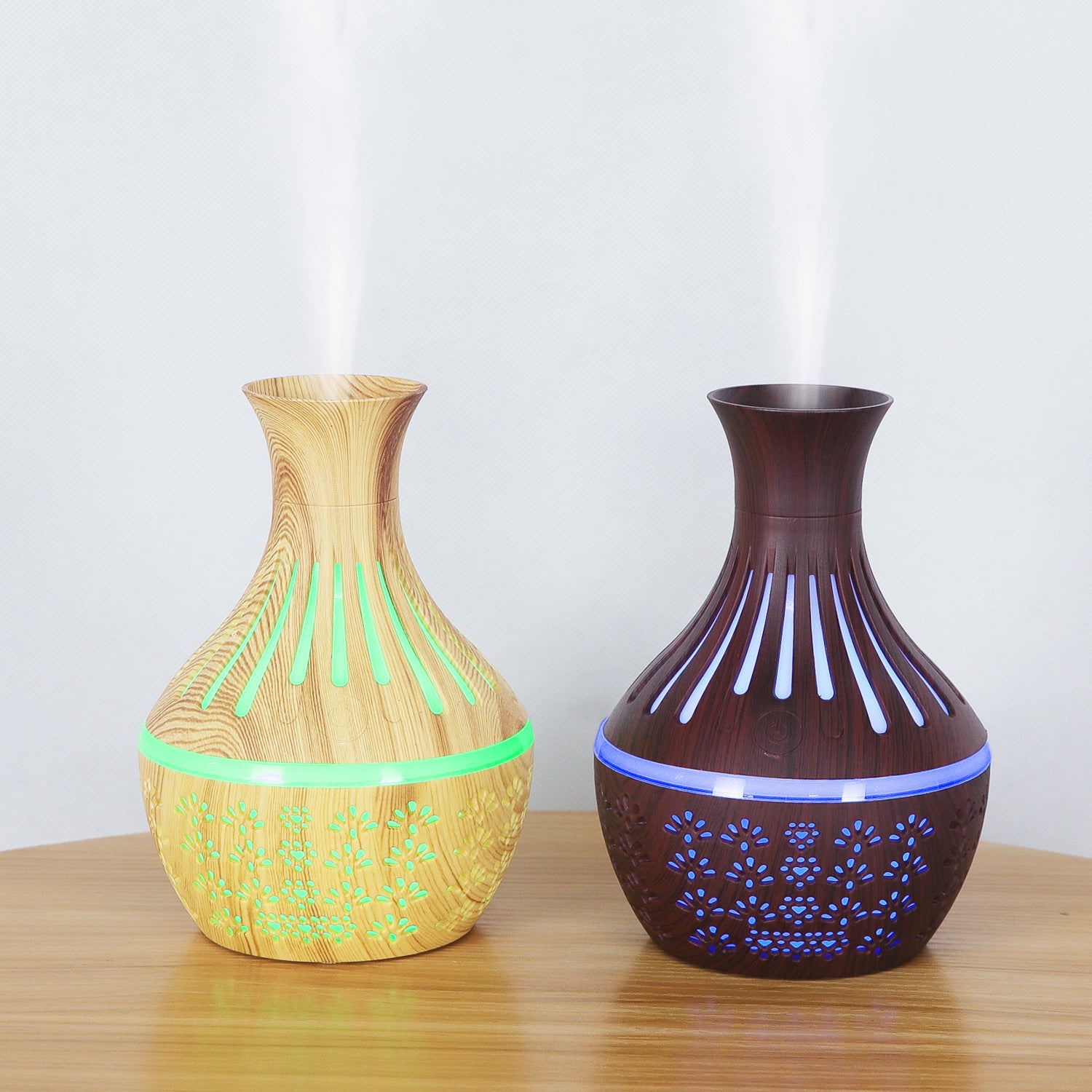 Round Mouth Vase Hollow Cotton Swab Humidifier - 5V Touch Control, 300ml