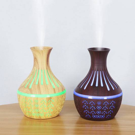 Round Mouth Vase Hollow Cotton Swab Humidifier - 5V Touch Control, 300ml