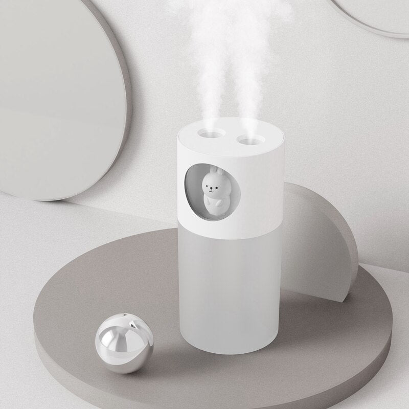 Cute Humidifier Double Spray - USB Ultrasonic Aroma Diffuser with Romantic Lamp