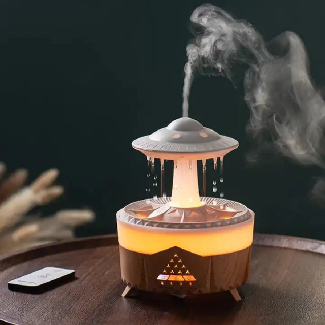 Rain Drop Air Humidifier & Essential Oil Diffuser - 350ml - 7 Colors LED Lamp