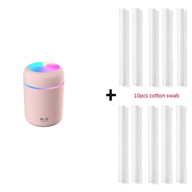 Portable 300ml Humidifier & Aroma Diffuser - USB Ultrasonic Dazzle Cup with Romantic Light
